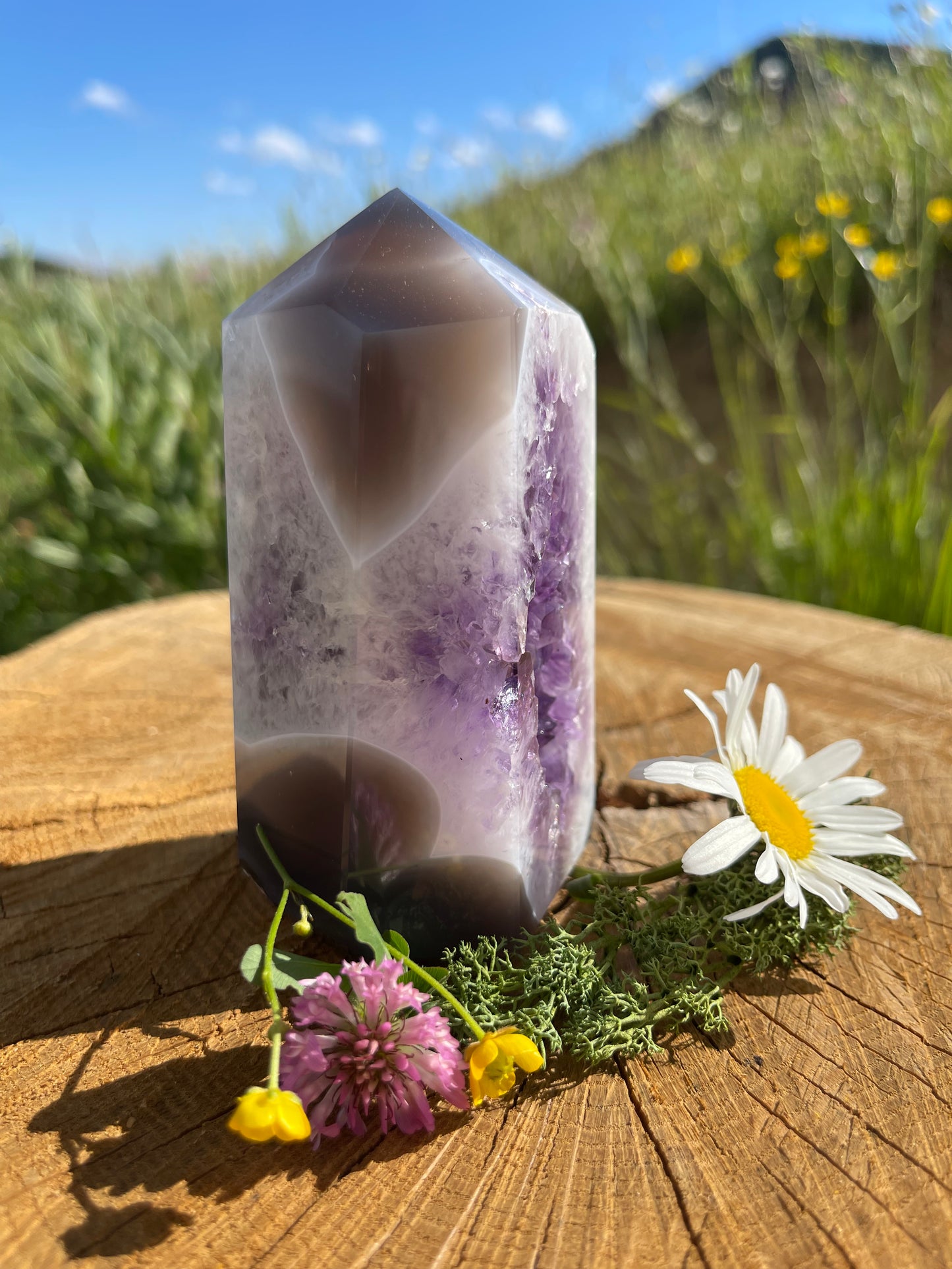 GEHEIMNISSVOLLE AMETHYST ACHAT DRUSE - 583g, 110 mm