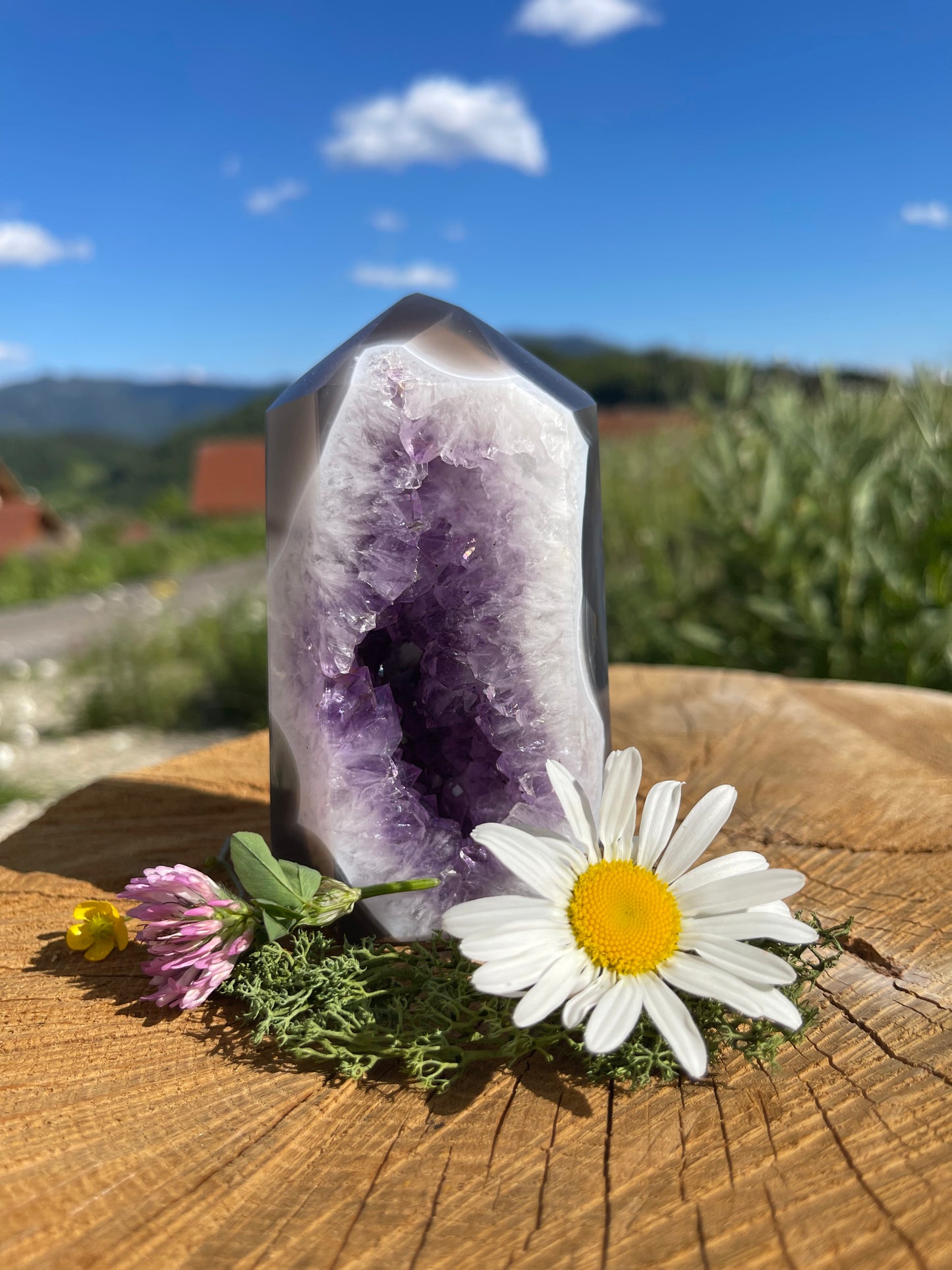 GEHEIMNISSVOLLE AMETHYST ACHAT DRUSE - 583g, 110 mm