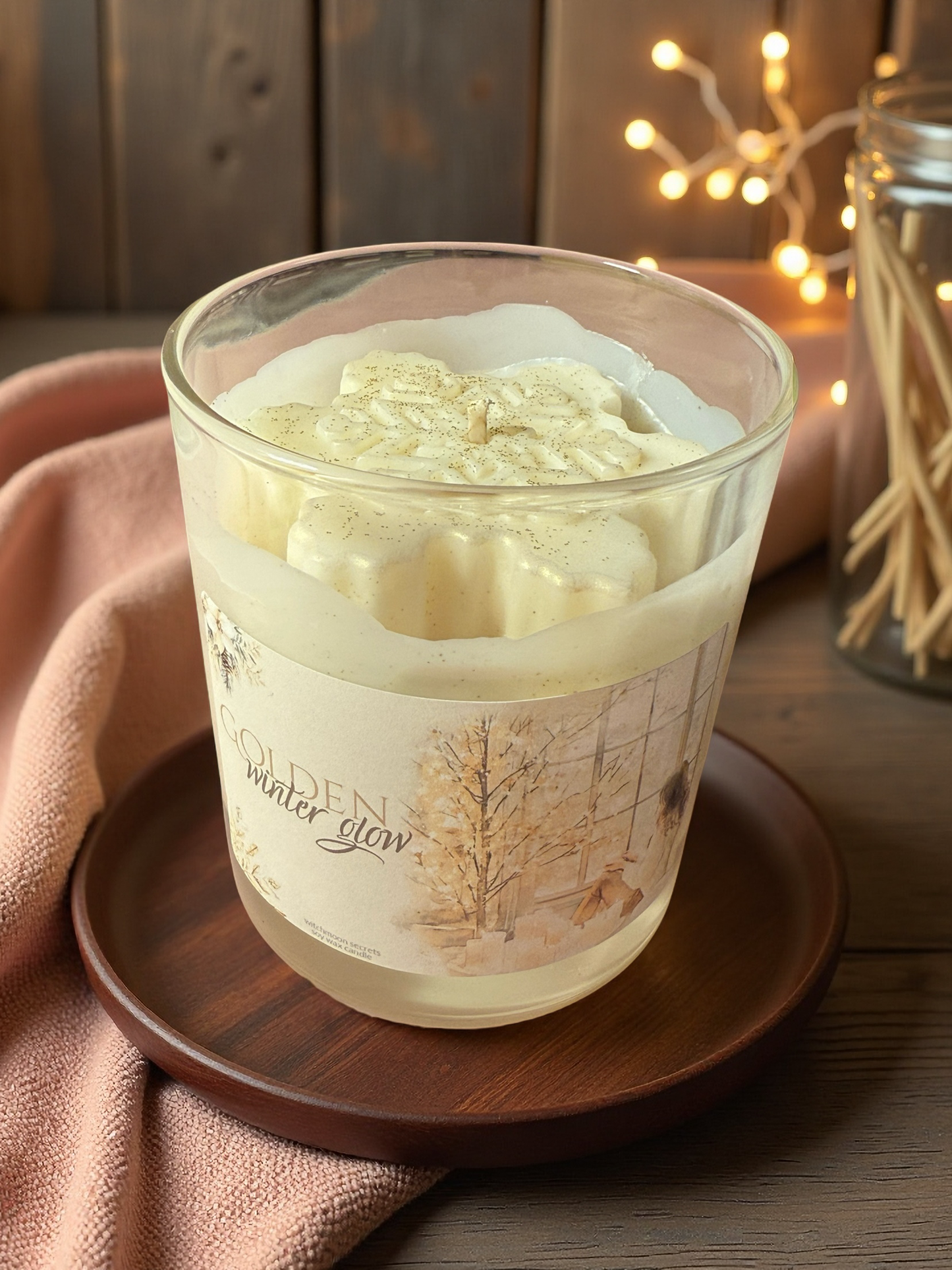 Weihnachtskerze Golden Winter mit Spekulatius, Weihnachtsstern, Soja Duftkerze Advent Weihnachtszeit Christmas candle, Holiday decoration