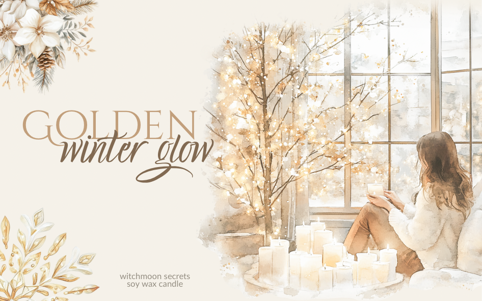 Weihnachtskerze Golden Winter mit Spekulatius, Weihnachtsstern, Soja Duftkerze Advent Weihnachtszeit Christmas candle, Holiday decoration