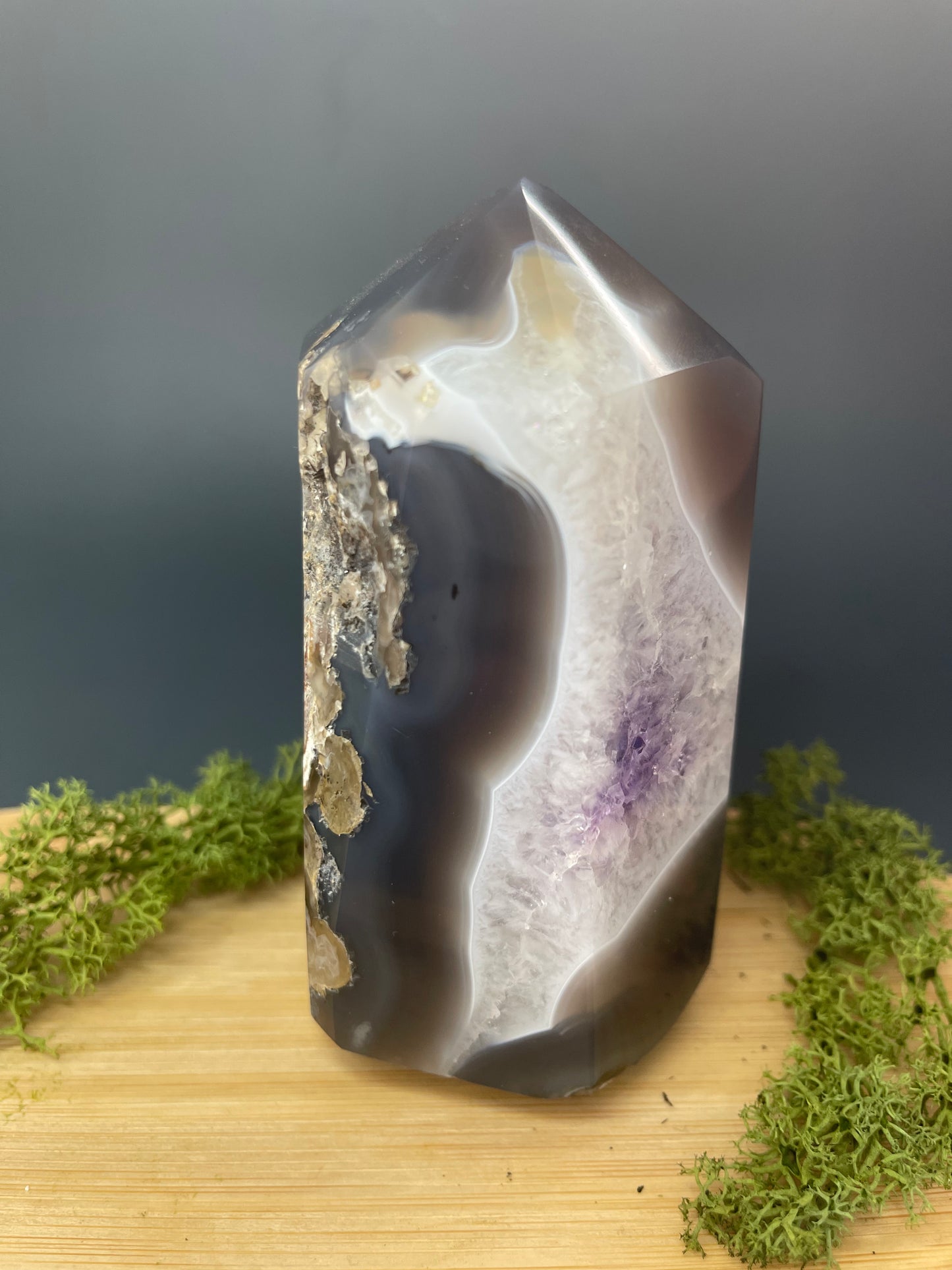 GEHEIMNISSVOLLE AMETHYST ACHAT DRUSE - 583g, 110 mm