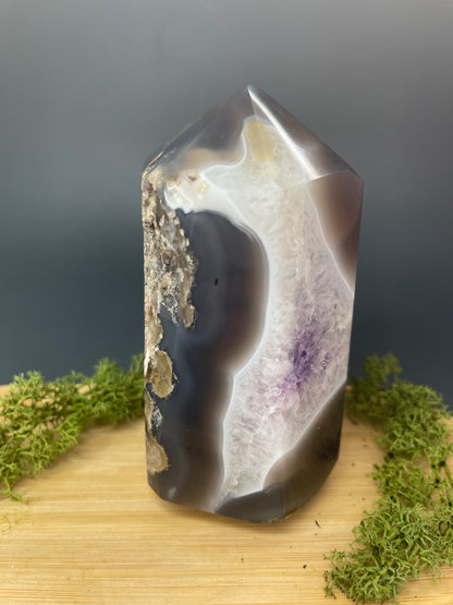 GEHEIMNISSVOLLE AMETHYST ACHAT DRUSE - 583g, 110 mm