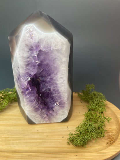 GEHEIMNISSVOLLE AMETHYST ACHAT DRUSE - 583g, 110 mm