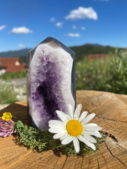 GEHEIMNISSVOLLE AMETHYST ACHAT DRUSE - 583g, 110 mm