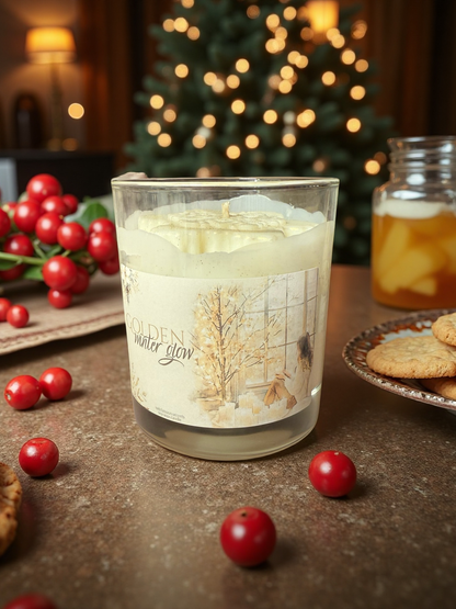 Weihnachtskerze Golden Winter mit Spekulatius, Weihnachtsstern, Soja Duftkerze Advent Weihnachtszeit Christmas candle, Holiday decoration